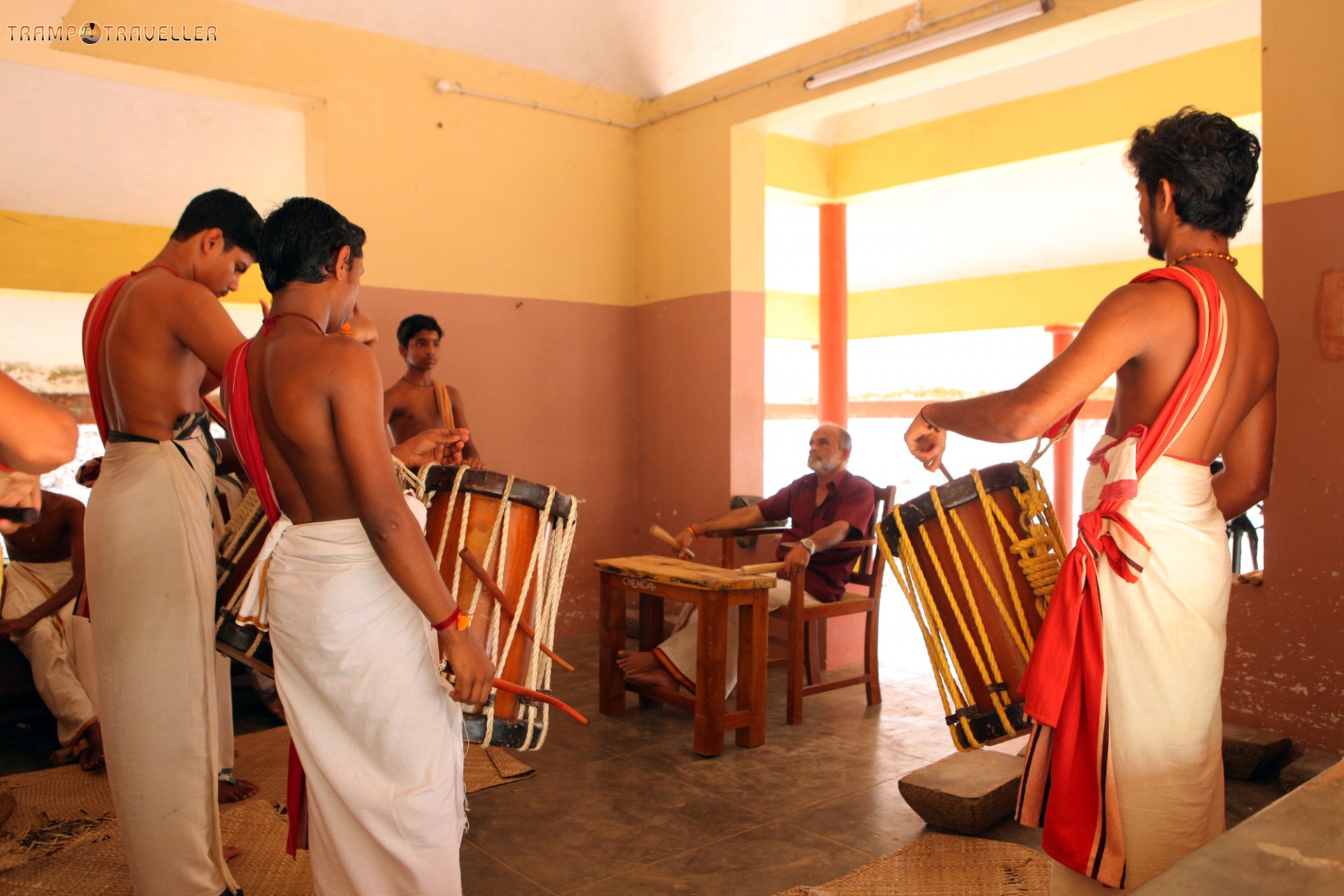 Indian men play traditional percussion drum Chenda in Kerala, India Stock  Photo - Alamy
