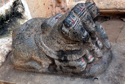 Triple Headed Nandi Statue